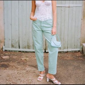 New Pacsun Mom Jean green aqua turqouise high rise high waisted denim jeans